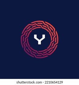 letter Y logo modern technology emblem.