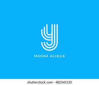 Letter "Y" logo monogram. Creative line art design. Eps10 Vector line logotype.