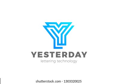 Letter Y Logo Monogram Geometric Font design vector template Linear style. Technology Infinite Logotype concept icon.