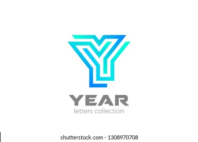Letter Y Logo Monogram Geometric Font design vector template Linear style. Technology Infinite Logotype concept icon.