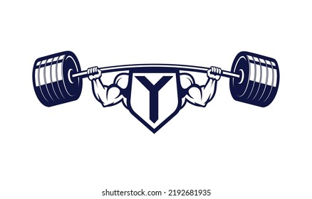 Letter Y Logo With muscular shape. Fitness Gym logo.