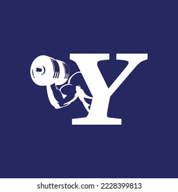 Letter Y Logo With muscular shape. Fitness Gym logo.