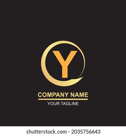 letter y logo. orange in luxury gold circle. vrctor design