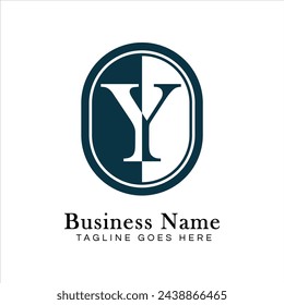 Letter Y Logo in Oval shape. Alphabet Y Business Icon in Round Shape