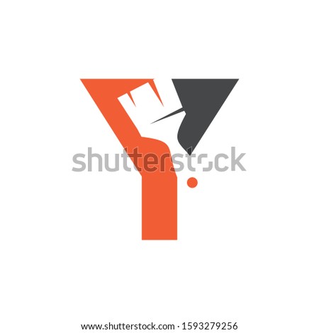 Letter Y Logo With Paint Brush Design. Home Building Decoration Icon Graphic. Digital Painting Proffesional Vector.