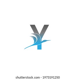 Letter Y logo with pelican bird icon design vector