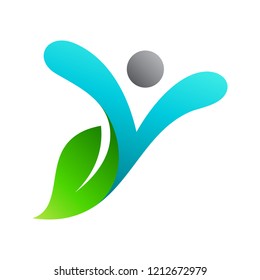 letter y logo with people and leaf shape, initial letter y for health care logo template