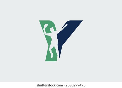 letter y logo with pickleball player silhouette. It is good for team logo, club, shirt, sticker, etc.