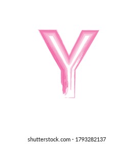 Letter Y logo with pink watercolor and white background.Vector Illustration EPS10.