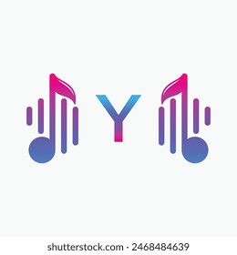 letter Y Logo with Pulse music player element. Logo template electronic music, equalizer, dj, nightclub, disco. Audio wave logo concept, Multimedia