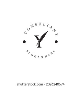 letter Y logo and quill
.combination of letter Y and vector quill .perfect for logos of legal consultants, lawyers, and more
