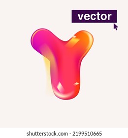 Letter Y logo realistic 3D design in cartoon balloon style. Vector illustration. Perfect for cute banner, glossy design posters, multicolor icons, vibrant advertising.