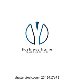 Letter Y logo, Round shape symbol, Digital, Technology, Media, Cutout Design