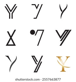 Letter Y Logo Set Design Vector Graphic