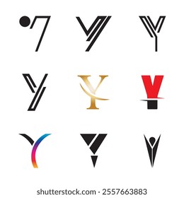 Letter Y Logo Set Design Vector Graphic