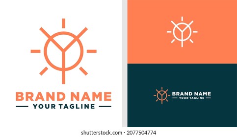 LETTER Y LOGO SOLAR PANEL LINE EDITABLE