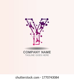 Letter Y logo with Technology template concept network icon vector