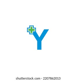 Letter Y Logo Template Design With Health Concept. Letter Y Logo For Business Medical Hospital Care Health Wellness, Etc. Letter Y Logo With Health Plus Sign. Y Icon