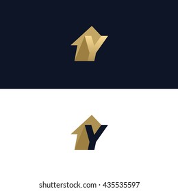 Letter Y logo template with House arrow design element. Vector illustration. Real Estate Corporate branding identity