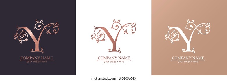 Letter Y logo template. Monnogram, delicate floral design. Personal logo. Vector design.