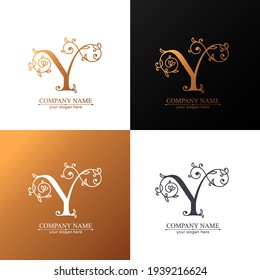 Letter Y logo template. Monnogram, delicate floral design. Personal logo. Vector design.