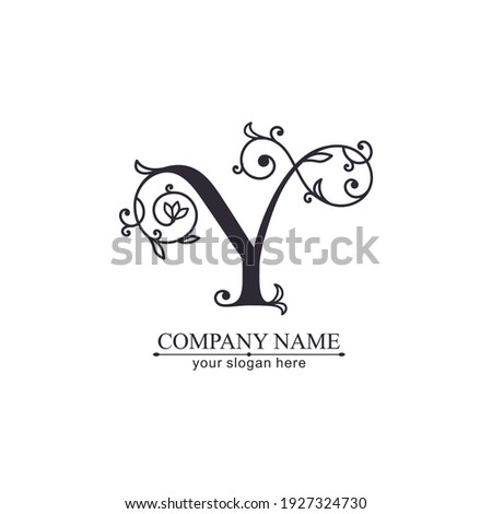 Letter Y logo template. Monnogram, delicate floral design. Personal logo. Vector design.