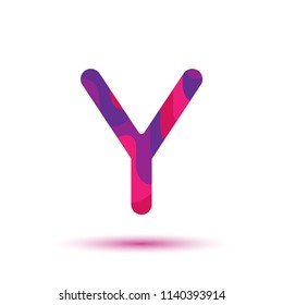 Letter Y logo template. Vector paper-cut alphabet. 