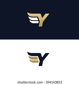 Letter Y logo template. Wings design element vector illustration. Corporate branding identity