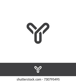 letter y logo three chain symbol icon mark sign
