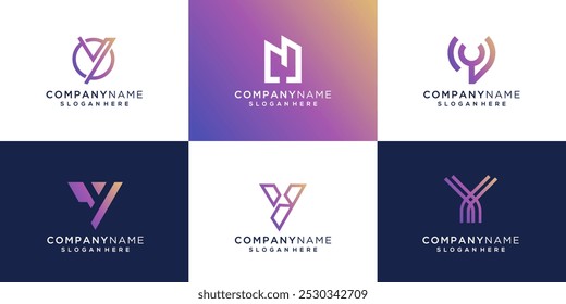 Letter Y logo vector collection. Abstract monogram idea in simple line style. Modern design illustration template.	
