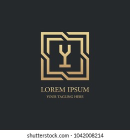 letter y logo vector design. geometric luxury gold symbol icon template.