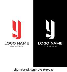 letter Y logo vector with flat red and white color style
