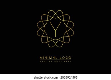 Logo-Vektorgrafik der Buchstaben Y mit goldenen Luxusfarben und minimalistischem Vintage-Symbol für Monogram oder Gold Letter-Design