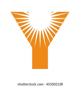 letter Y logo vector with sun symbol.