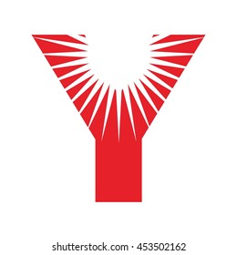 letter Y logo vector with sun symbol.