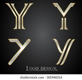 Letter Y logo.Alphabet logo design.Metal font Y.Vector illustration.