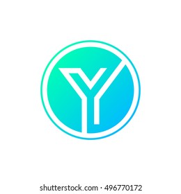 Letter Y logo,Circle shape symbol,Digital,Technology,Media,Blue and Green color