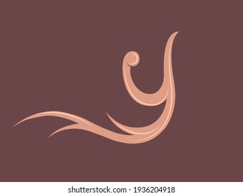 Letter Y logo.Decorative creative typographic icon isolated on dark fund.Lettering sign for beauty, elegant, luxury brand.Alphabet initial.Ornate swirl, vegetal elements.Character shape.