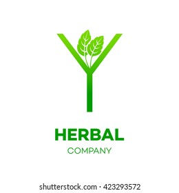 Letter Y logo,Green leaf,Herbal,Pharmacy,ecology vector illustration