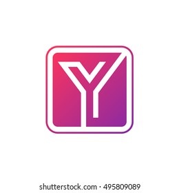 Letter Y logo,Rounded rectangle shape symbol,Digital,Technology,Media