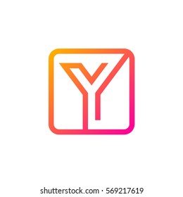 Letter Y logo,Rounded rectangle shape symbol,Digital,Technology,Media,Pink and Yellow color