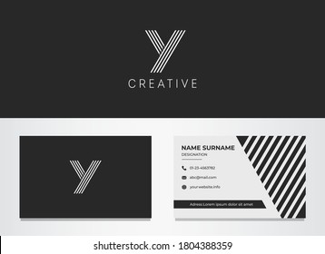 Letter Y logotype and Business card vector template design illustration. Elegant, Dynamic logo for your Corporate or Business identity.