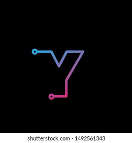 Letter Y logotype monoline Technology, digital, electronics, chip, connection concept. Modern Logo Technology for Business. Logotypes of Digital combining with circuit . - vector