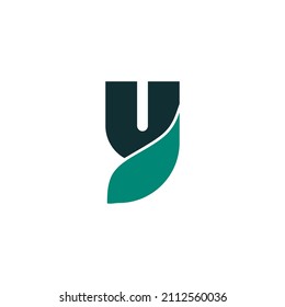 Letter Y for logotype. Natural product with green tree leaf for logo world ecology