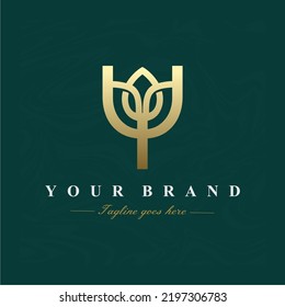 Letter Y Lotus Flower Logo Design