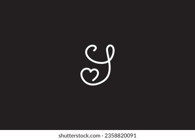 Letter Y Love Logo Design on Black Background