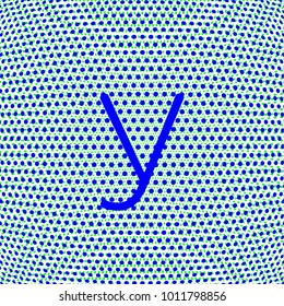 letter y lowercase bright blue color on globe shaped texture vector
