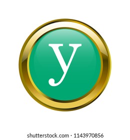 letter y lowercase letter classic in golden brooch with emerald blue color, editable vector