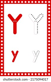 Letter Y lowercase. Worksheet. Children's education. Vector typeset. Alphabetical font. Preschool training.