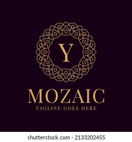 letter Y luxurious circular lace elegance vector logo design